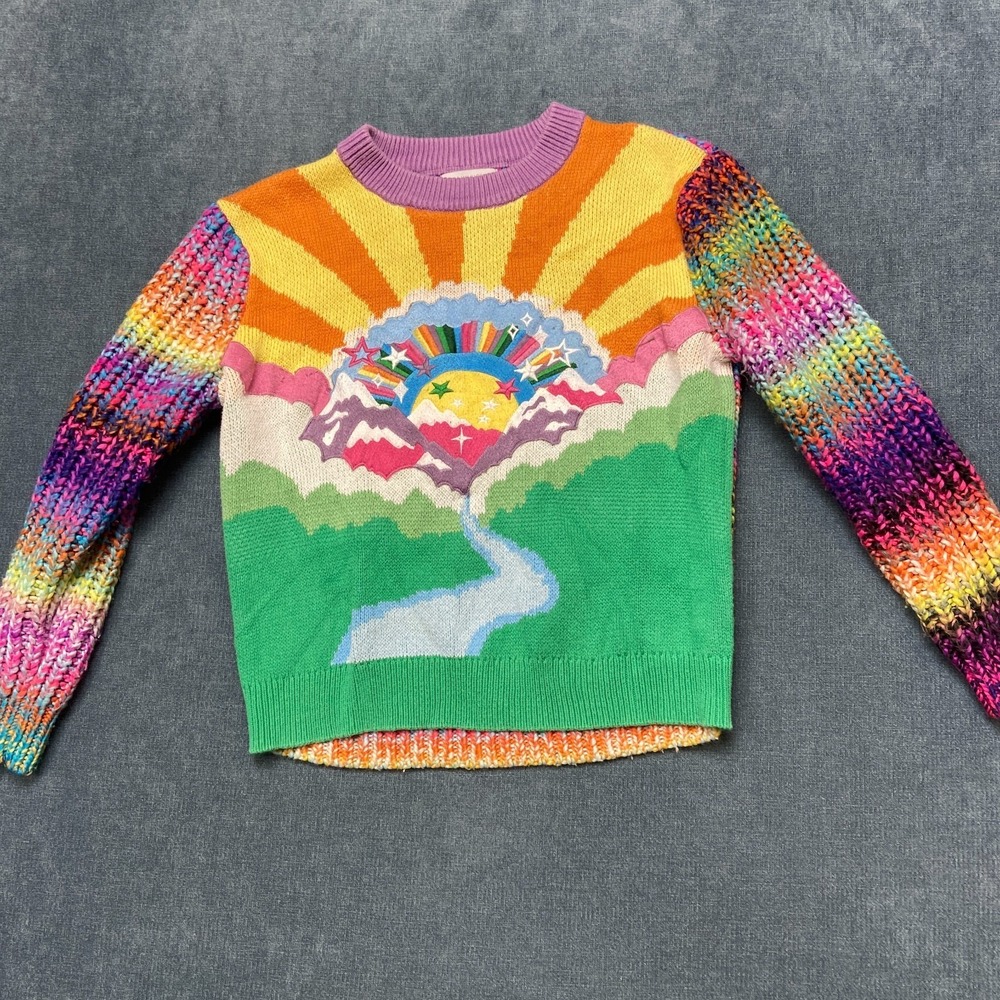 Stella McCartney Sweater Kids 8 Years Multicolor Embroidered Rainbow Long Sleeve